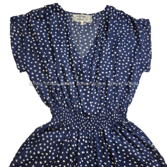 NEW Blue and White Polka Dot Rayon Romper Dress  Size L  Size XL - nwot - Picture 3 of 16